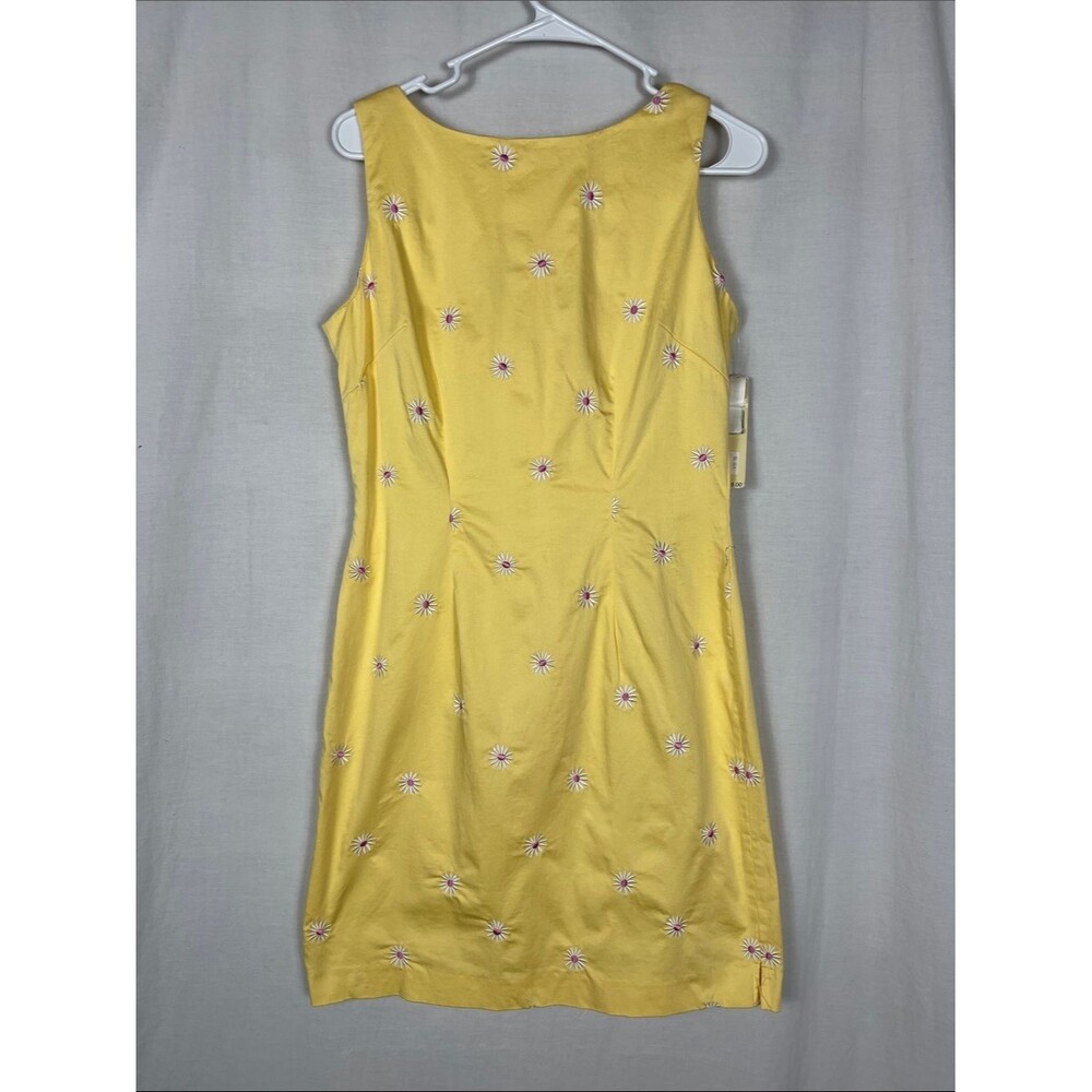 NWT Vintage 90s Amanda Smith Yellow Midi Dress w/ Embroidered Daisies Deadstock